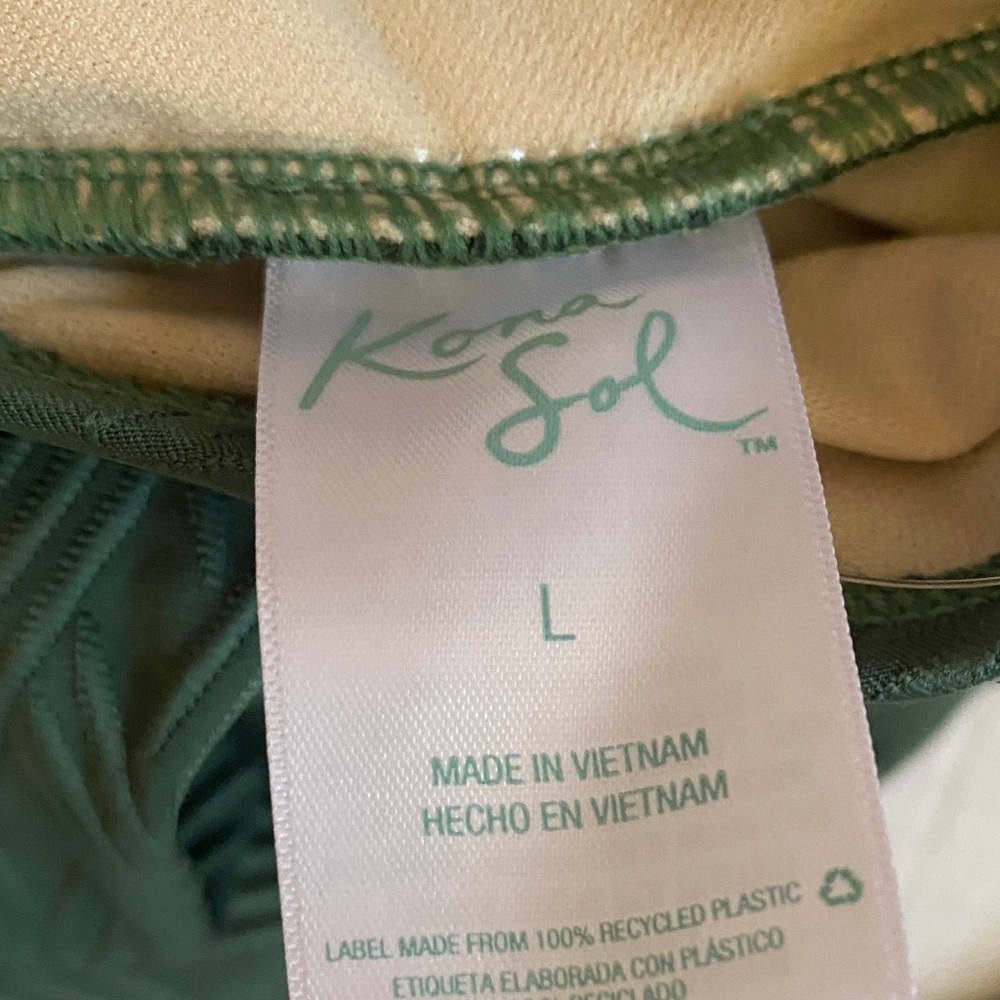 KONA SOL  Forest Green Textured One-Piece Swimsuit - Picture 7 of 8